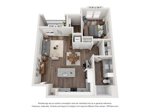 bedroom floor plan | luxury apartments in towson md | the southerly